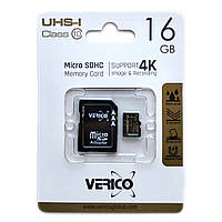 Карта памяти Verico MicroSD 16GB UHS-I Class 10 + переходник SD