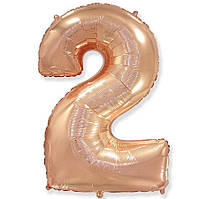 Фольгированный шар-цифра "2", 102 см Розовое Золото