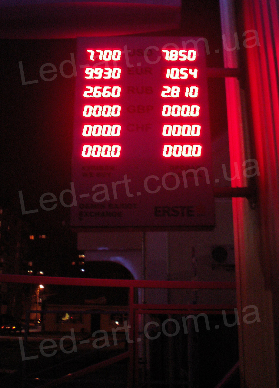 Светодиодное табло обмен валют двустороннее 700х400 мм LED-ART-700х400-1 - фото 7 - id-p102814479
