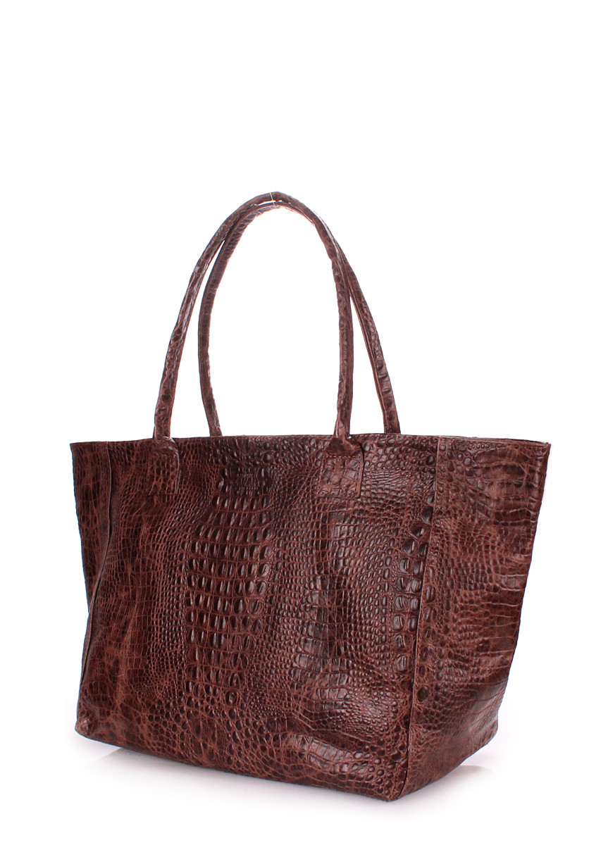 Женская кожаная сумка POOLPARTY DESIRE CROCO BROWN коричневая - фото 2 - id-p102776433