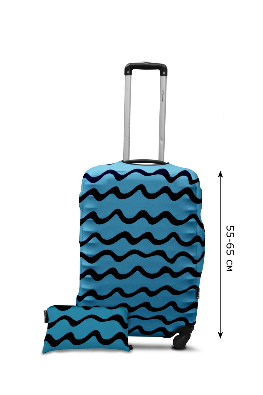 Чохол для валізи Coverbag дайвінг M хвилі бірюза
