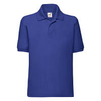 Ярко-синяя подростковая футболка поло под принт или вышивку - 104, 116, 128, 140