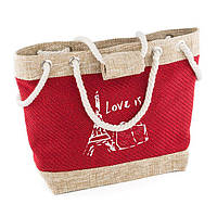 Легкая летняя сумка из рогожки Sen Trope в расцветках Love is...paris/красный
