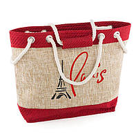 Легкая летняя сумка из рогожки Sen Trope в расцветках Париж/красный