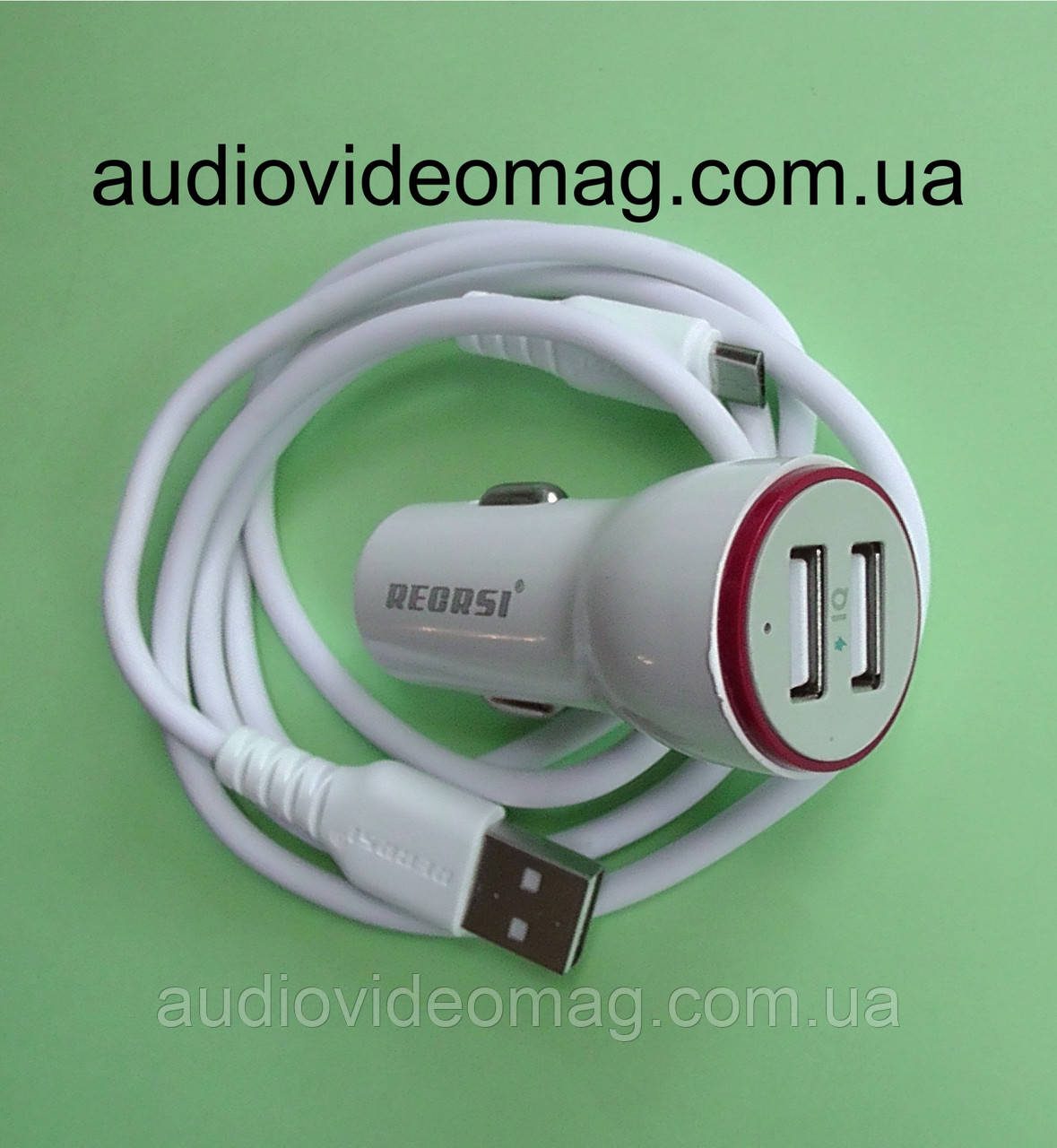 АЗУ USB 5V 3A, два гнізда, з кабелем micro USB, фото 1