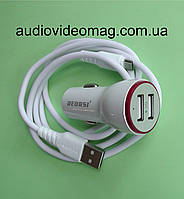 АЗУ USB 5V 3A, два гнізда, з кабелем micro USB