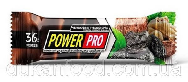 Протеїновий батончик Power Pro, «ВОЛОСЬКИЙ ГОРІХ З ЧОРНОСЛИВОМ», 36% білка