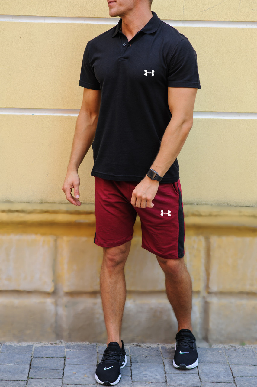 Чоловічі шорти з лампасами і футболка поло Under Armour (Андер Армор)