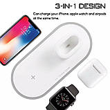 Бездротове зарядний пристрій 3 in 1 Wireless Charger для iPhone, Apple Watch, AirPods (Fast Charge), фото 3