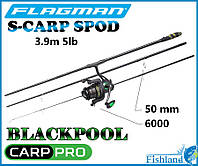 Набор на карпа. Сподовое Удилище 3-х секц. Flagman S-Carp Spod 3.90м 5lb + Катушка Carp Pro Blackpool Spod 600