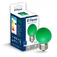 Светодиодная лампа Feron LB-37 1W E27 зеленая