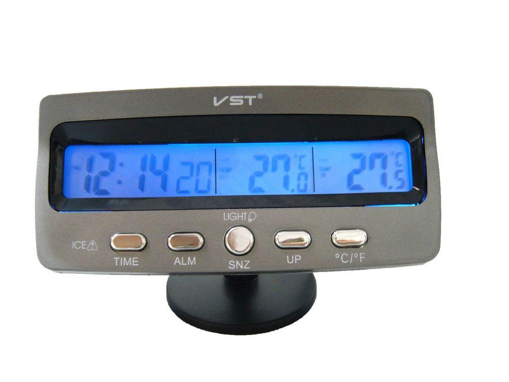 Автомобільні годинник з термометром VST 7045 Gray (2_006345)