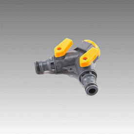 Кран на 2 виходи з 1/2-3/4 різь внутрішня (400шт-ящи) (25 шт.-пач.)