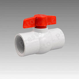  Кран 1,1/2д кульовий, білий пластик (різь внутрішня) (60 шт.-ясть) (10 шт.-пач.)