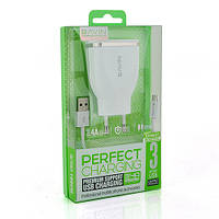 Набір 2 в 1 СЗУ With Usb Cable 110-240V Bavin PC636Y, 3xUSB, 5V, 3.4 A, White, Blister-Box