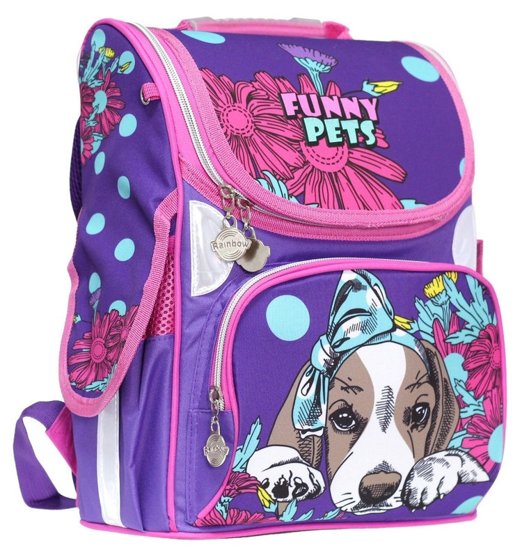 Рюкзак шкільний ранець Rainbow Funny Pets 9-501 каркасний для дівчинки