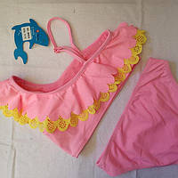 Розовый детский купальник для девочек на 10-14 лет