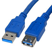 Шнур USB, штекер А - гнездо А, Vers. 3.0, 1,5метра, синий