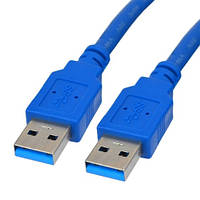 Шнур USB, штекер А - штекер А, Vers. 3.0, диам.-5,5мм, 1,5метра, синий