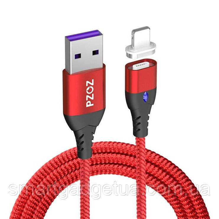 Оригінальний магнітний кабель PZOZ 5A в комплекті з одним конектором (Lightning, micro USB або USB Type-C), фото 1