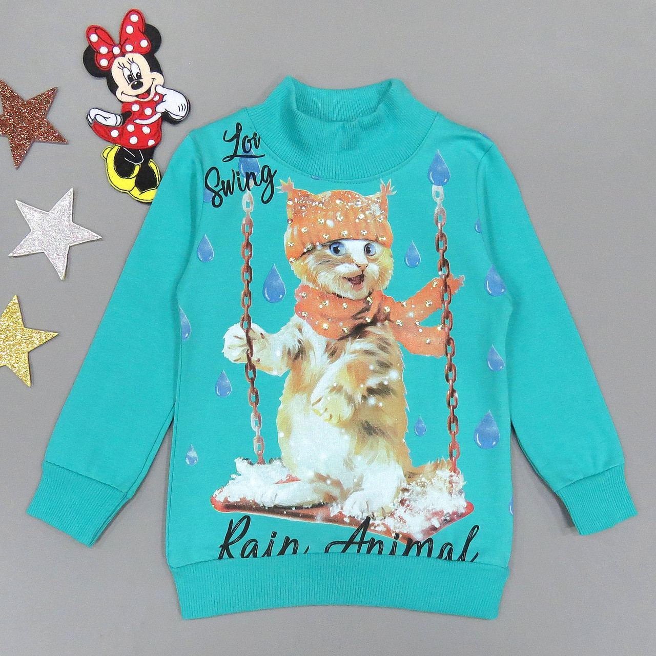 Утеплена кофта "Кошеня" для дівчинки. 92, 98, 104, 110 см, фото 1