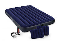 Надувной матрас Intex 68765 с насосом и двумя подушками в комплекте (152*203*22 см)