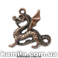 Метал. підвіска "дракон" мідь (3,8х3,5 см) 2 шт. в уп.