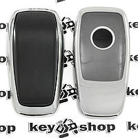 Чехол (серебристый, полиуретановый) для смарт ключа Mercedes (Мерседес), кнопки с защитой