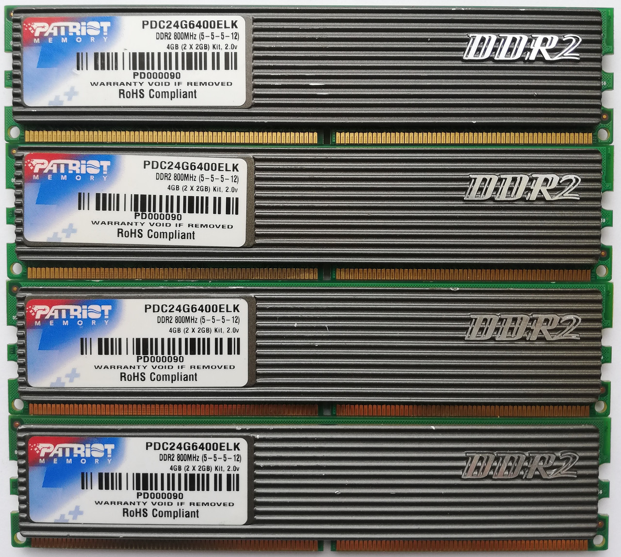 Комплект оперативної пам'яті Patriot DDR2 8Gb (4*2Gb) 800MHz PC2 6400U CL5 (PDC24G6400ELK) Б/В