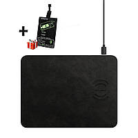 Беспроводное зарядное устройство (коврик для мыши) JETIX MousePad 3 Black + Qi-ресивер в подарок