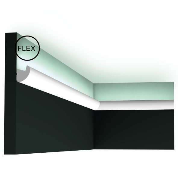 Карниз стельовий гладкий Orac Decor Axxent CX188F 3 x 3,4 x200 см ліпний декор з дюрополімер