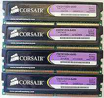 Комплект оперативной памяти Corsair DDR2 4Gb  (4*1Gb) 800MHz PC2 6400U CL5 2R8 (CM2X1024-6400) Б/У