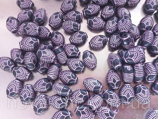 Бусини "глечик" чорний із рожевим 500 грамів, фото 1