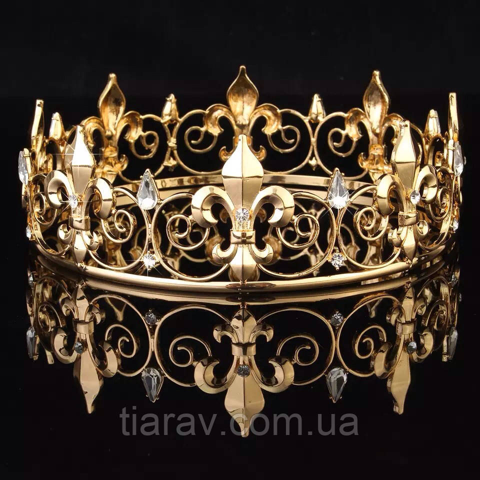 Чоловича корона на голову 5947ІЯ золота, кругла корона