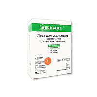 Лезо для скальпеля розмір 11 MEDICARE з вуглецевої сталі 100шт/уп