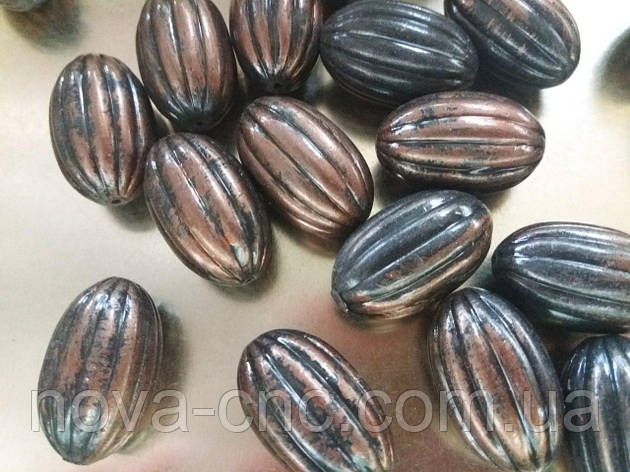 Бусини пластик "Диня" коричнево-чорний 28 мм 500 грамів, фото 1