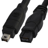 Шнур Firewire IEEE 1394B, штекер 4р - штекер 9р, диам.-4мм, 1,5м, чёрный