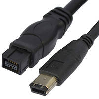 Шнур Firewire IEEE 1394B, штекер 6р - штекер 9р, диам.-4мм, 1,5м, чёрный