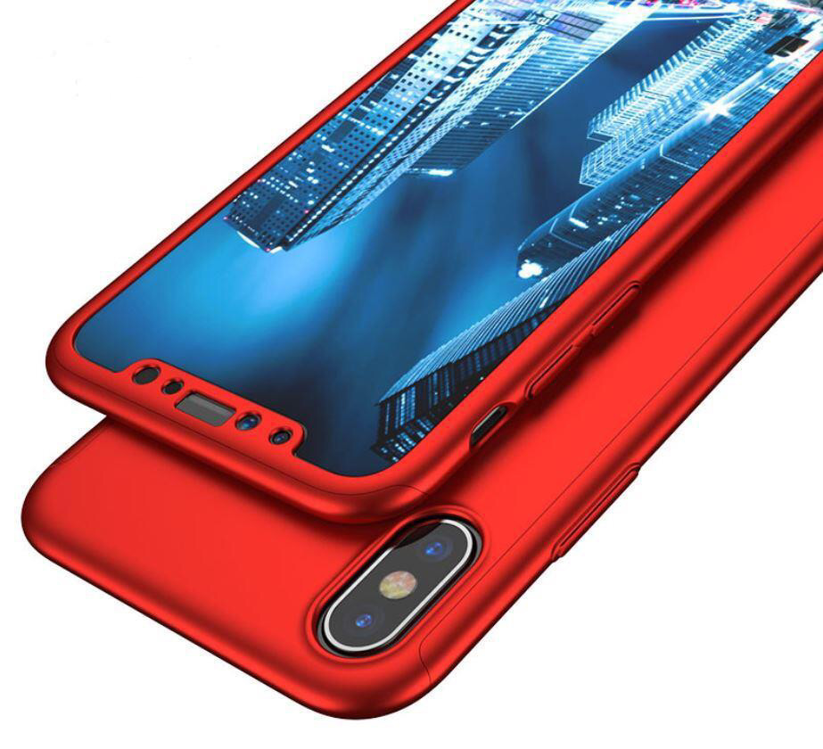 Чохол 360 для IPhone X/IPhone XS red Протиударний Ультратонкий + скло в комплекті