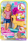 Лялька Барбі і собака з новонародженими цуценятами Barbie Newborn Pups Doll & Pets Playset, Blonde, фото 3