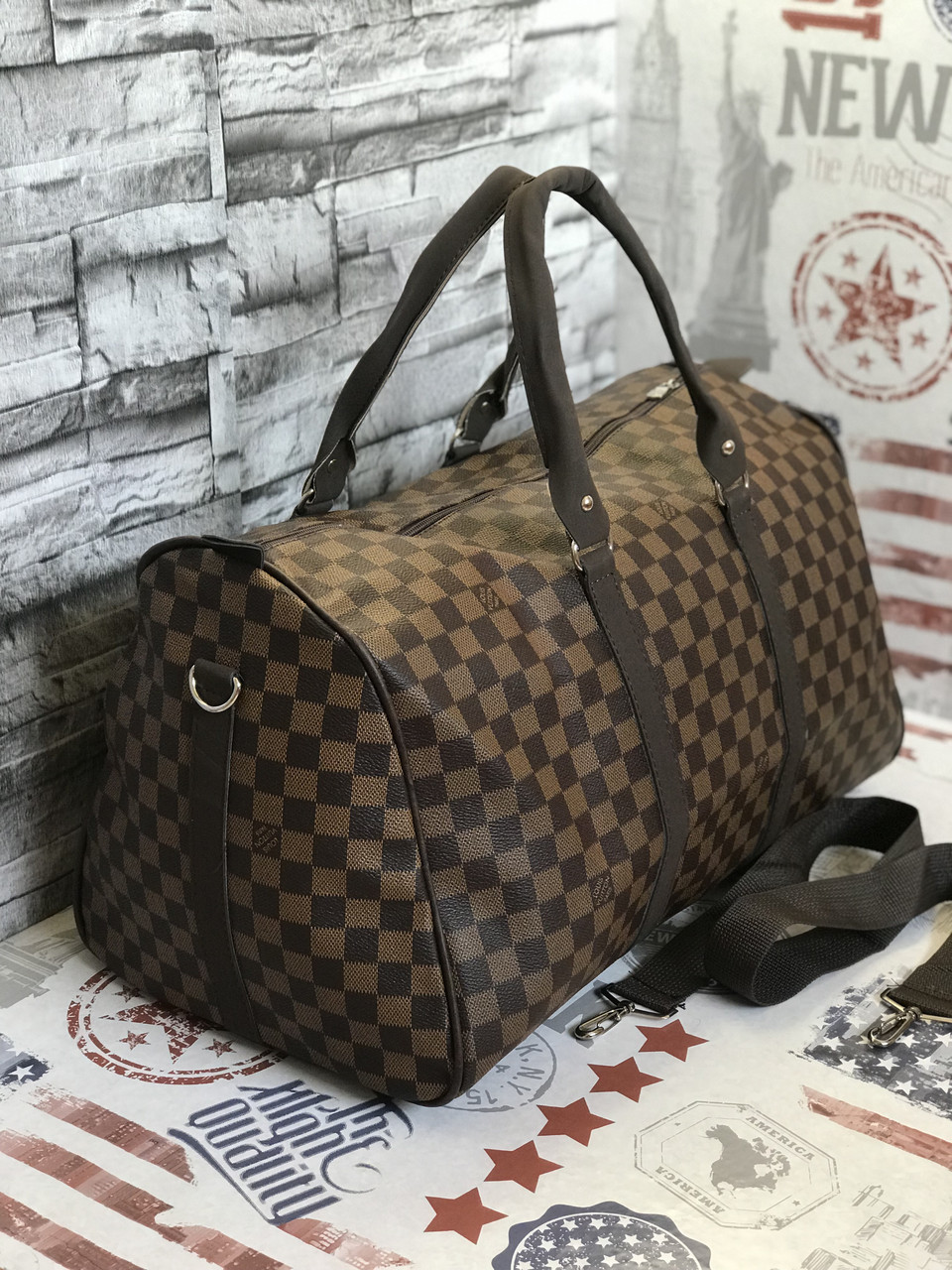 Сумка ручна поклажа дорожня Louis Vuitton LV у клітинку