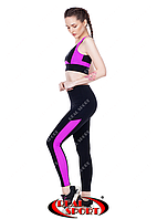 Лосини жіночі для фітнесу RSL 58, чорно-фіолетові (біфлекс, р-р S-L)