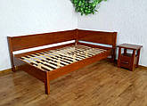 Дерев'яне напівторне кутове ліжко "Шанталь" із масиву натурального дерева від виробника для спальні