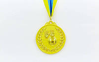 Медаль спортивная с лентой двухцветная d-6,5см Волейбол C-4850 (металл, покрытие 2 тона,56g золото, серебро, бронза) Код C-4850