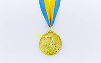Медаль спортивная с лентой Плавание d-5см C-7015 (металл, d-5см, 25g, 1-золото, 2-серебро, 3-бронза) Код C-7015