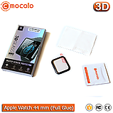 Захисне Full Glue скло Mocolo Apple Watch 44mm 4 Series (Black) 3D Повна поклейка, фото 3