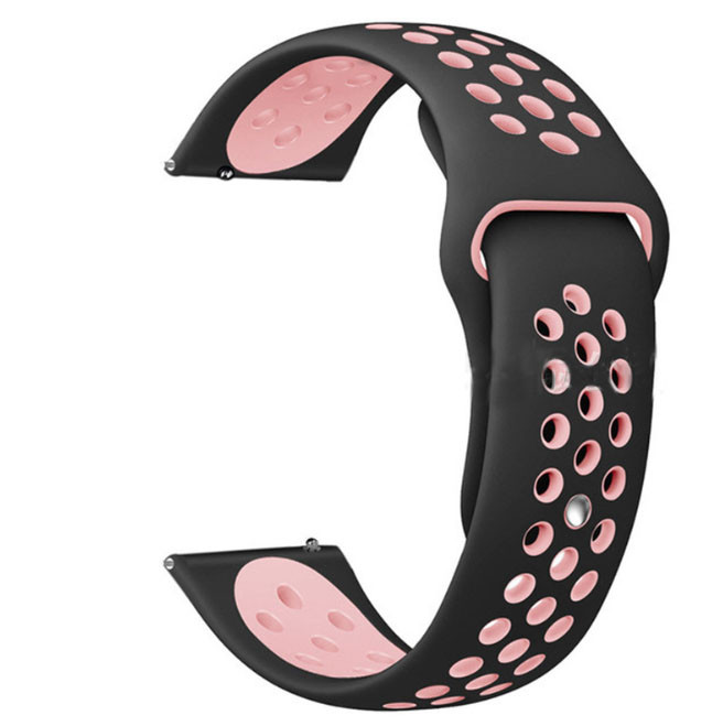 Силіконовий ремінець Sport Nike Style для Xiaomi Amazfit Bip / Lite / 20 мм Чорний / Світло-рожевий 1674P