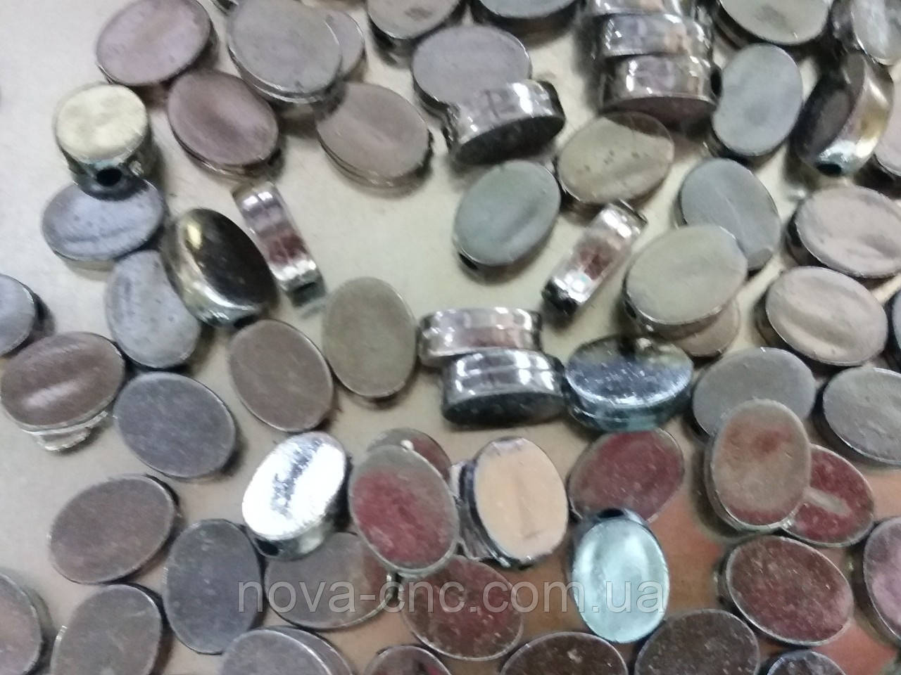 Намистини пластик "Диск-овал" сірий металік 500 грам