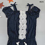 Річний джинсовий напівкомбінезон для дівчинки. 4, 5, 6 років, фото 2