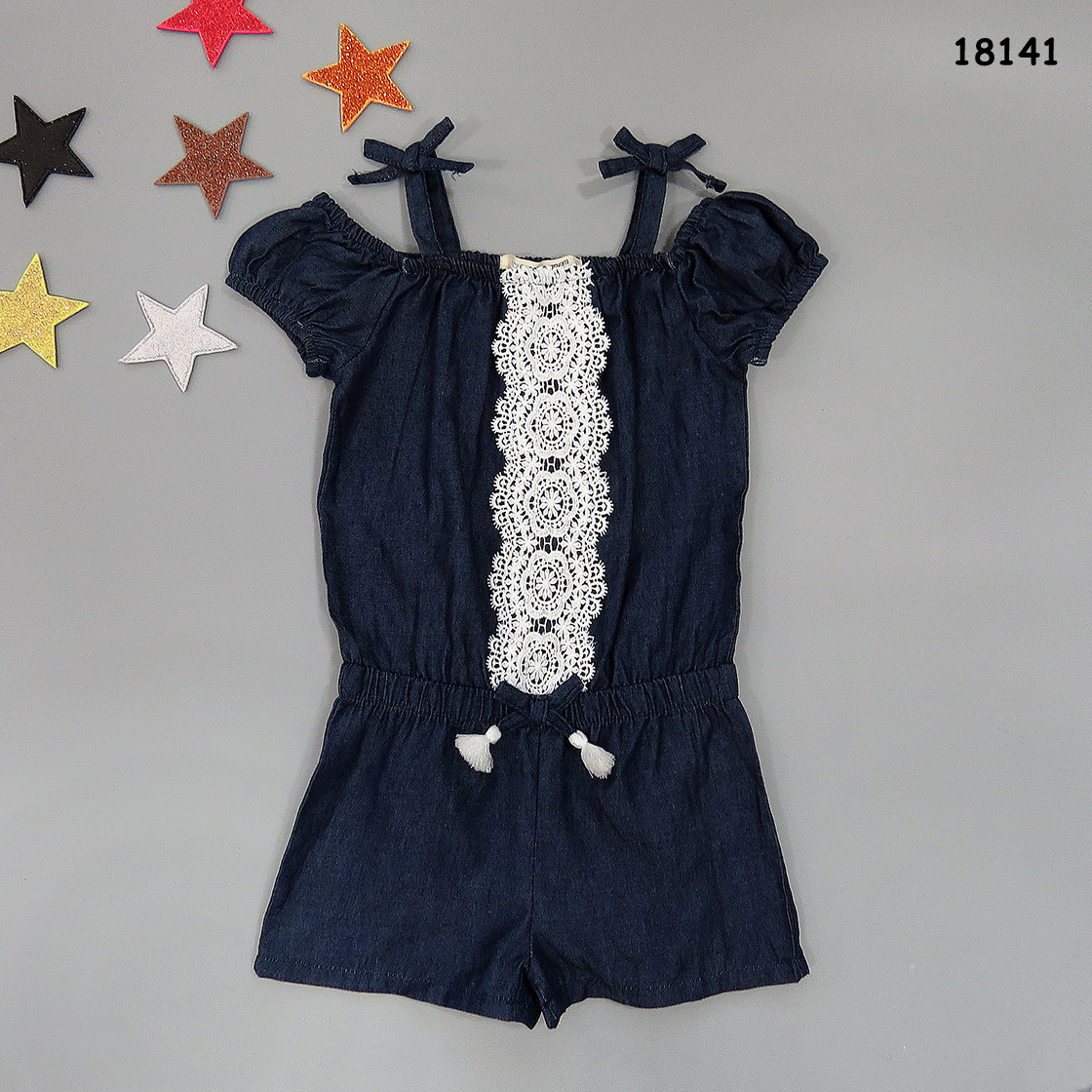 Річний джинсовий напівкомбінезон для дівчинки. 4, 5, 6 років, фото 1